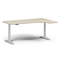 Výškovo nastaviteľný stôl, elektrický, 675-1325 mm, ľavý/pravý, doska 1800 x 1200 mm, biela podnož