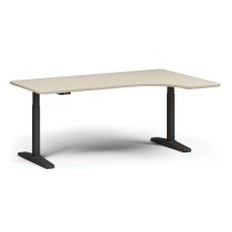 Výškovo nastaviteľný stôl, elektrický, 675-1325 mm, ľavý/pravý, doska 1800x1200 mm, čierna podnož