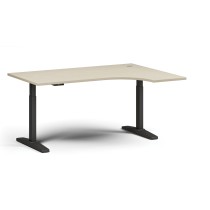 Výškovo nastaviteľný stôl, elektrický, 675-1325 mm, rohový pravý, doska 1600x1200 mm, čierna podnož