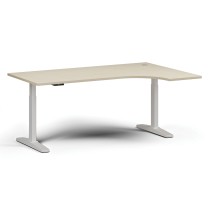 Výškovo nastaviteľný stôl, elektrický, 675-1325 mm, rohový pravý, doska 1800x1200 mm, biela podnož