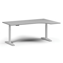 Výškovo nastaviteľný stôl, elektrický, 675-1325 mm, rohový pravý, doska 1800x1200 mm, biela podnož, sivá