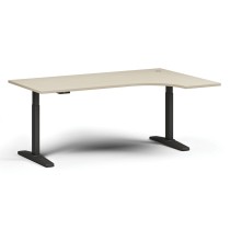 Výškovo nastaviteľný stôl, elektrický, 675-1325 mm, rohový pravý, doska 1800x1200 mm, čierna podnož