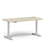 Výškovo nastaviteľný stôl, elektrický, 675-1325 mm, zaoblené rohy, doska 1600x800 mm, biela podnož