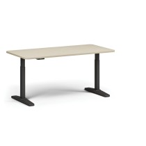 Výškovo nastaviteľný stôl, elektrický, 675-1325 mm, zaoblené rohy, doska 1600x800 mm, čierna podnož