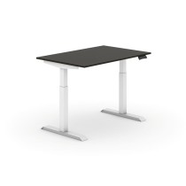 Výškovo nastaviteľný stôl, elektrický, 735-1235 mm,  doska 1200x800 mm, wenge, biela podnož