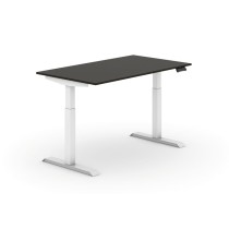 Výškovo nastaviteľný stôl, elektrický, 735-1235 mm,  doska 1400x800 mm, wenge, biela podnož