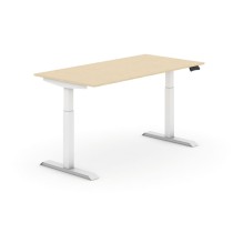 Výškovo nastaviteľný stôl, elektrický, 735-1235 mm,  doska 1600x800 mm, breza, biela podnož