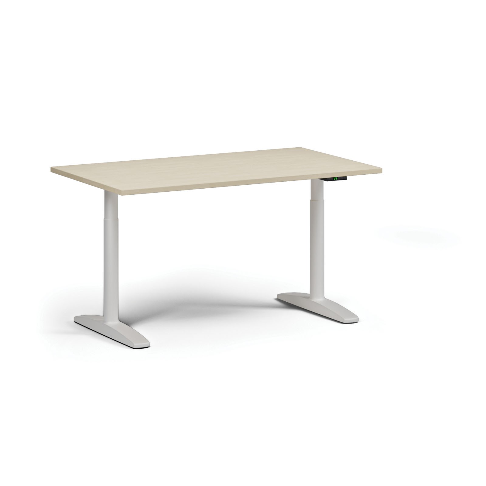 Výškovo nastaviteľný stôl OBOL, elektrický, 675-1325 mm, doska 1400x800 mm, biela podnož