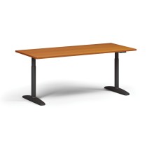 Výškovo nastaviteľný stôl OBOL, elektrický, 675-1325 mm, doska 1800x800 mm, čierna zaoblená podnož