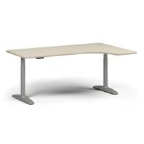 Výškovo nastaviteľný stôl OBOL, elektrický, 675-1325 mm, ľavý/pravý, doska 1800x1200 mm, sivá zaoblená podnož