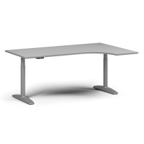 Výškovo nastaviteľný stôl OBOL, elektrický, 675-1325 mm, rohový pravý, doska 1800x1200 mm, sivá zaoblená podnož, sivá