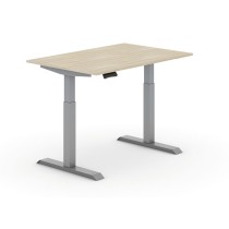 Výškovo nastaviteľný stôl PRIMO ADAPT, elektrický, 1200 x 800 x 735-1235 mm, dub, sivá podnož