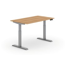 Výškovo nastaviteľný stôl PRIMO ADAPT, elektrický,1400 x 800 x 735-1235 mm, buk, sivá podnož