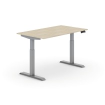 Výškovo nastaviteľný stôl PRIMO ADAPT, elektrický, 1400 x 800 x 735-1235 mm, dub, sivá podnož
