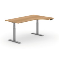 Výškovo nastaviteľný stôl PRIMO ADAPT, elektrický, 1800 x 1200 x 625-1275 mm, ergonomický pravý, sivá podnož