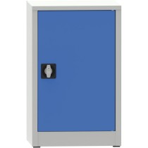 Warsztatowa szafa półkowa na narzędzia KOVONA, 1 półka, spawana, 508 x 400 x 800 mm, szara / niebieska