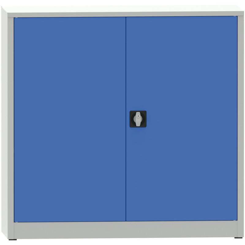 Warsztatowa szafa półkowa na narzędzia KOVONA JUMBO, 2 półki, spawana, 1150 x 1200 x 600 mm, szara / niebieska
