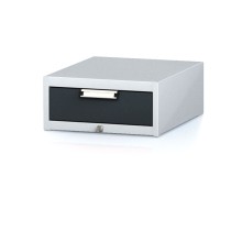 Závesný dielenský box na náradie k pracovným stolom MECHANIC, 1 zásuvka, 480 x 600 x 218 mm, antracitové dvere