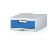 Závesný dielenský box na náradie k pracovným stolom MECHANIC, 1 zásuvka, 480 x 600 x 218 mm, modré dvere