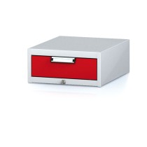 Závěsný dílenský box na nářadí k pracovním stolům MECHANIC, 1 zásuvka, 480 x 600 x 218 mm, červené dveře
