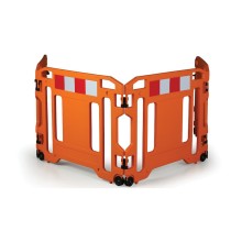 Zestaw 4 mobilnych barierek plastikowych, pomarańczowe z elementami odblaskowymi, długość 1100 mm