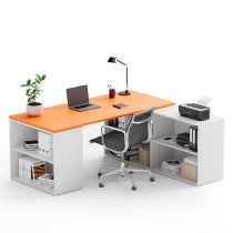 Zestaw mebli biurowych BLOCK B01, biały/pomarańczowy
