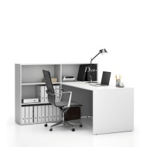 Zestaw mebli biurowych single SEGMENT, 3 półki, lewy, biały / biały