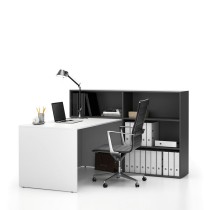 Zestaw mebli biurowych single SEGMENT, 3 półki, prawy, biały / grafit