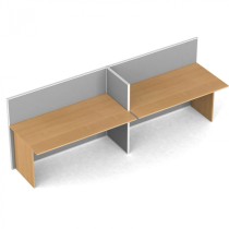 Zestaw parawanów biurowych z prostym stołem PRIMO, otwarty, tekstylny, 2 miejsca