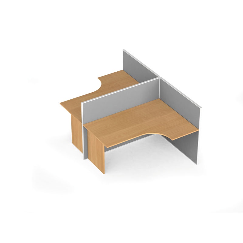 Zestaw parawanów biurowych ze stołem ergonomicznym PRIMO, kształt T, tekstylny, 2 miejsca