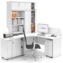 Zostava kancelárskeho nábytku MIRELLI A+, typ C, biela, nadstavba