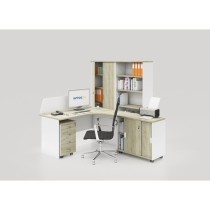 Zostava kancelárskeho nábytku MIRELLI A+, typ C, pravá, biela / dub sonoma