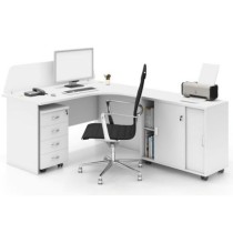 Zostava kancelárskeho nábytku MIRELLI A+, typ F, pravá, biela