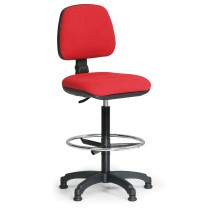 Zvýšená látková pracovní židle MILANO s opěrkou nohou, kluzáky, červená