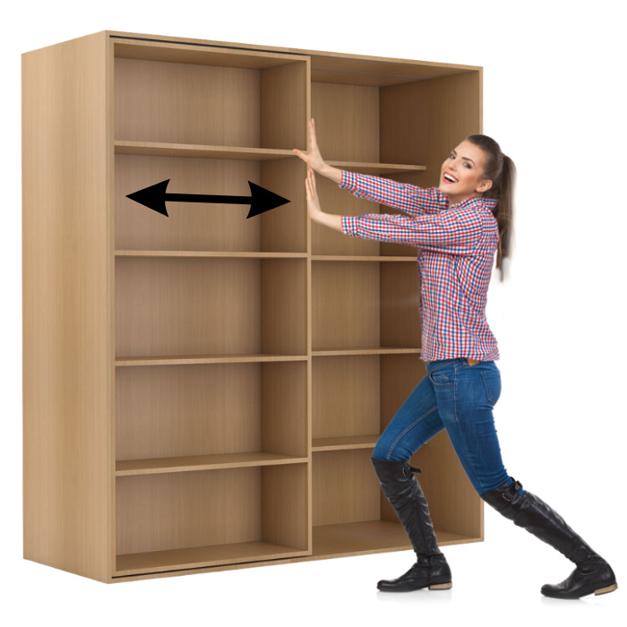 Zweireihiges Schiebe-Bücherregal DOUBLE, 1800 x 700 x 2000 mm