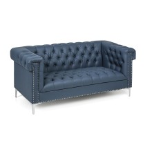 Zweisitzer-Sofa Leder RICK, 2 Plätze, blau