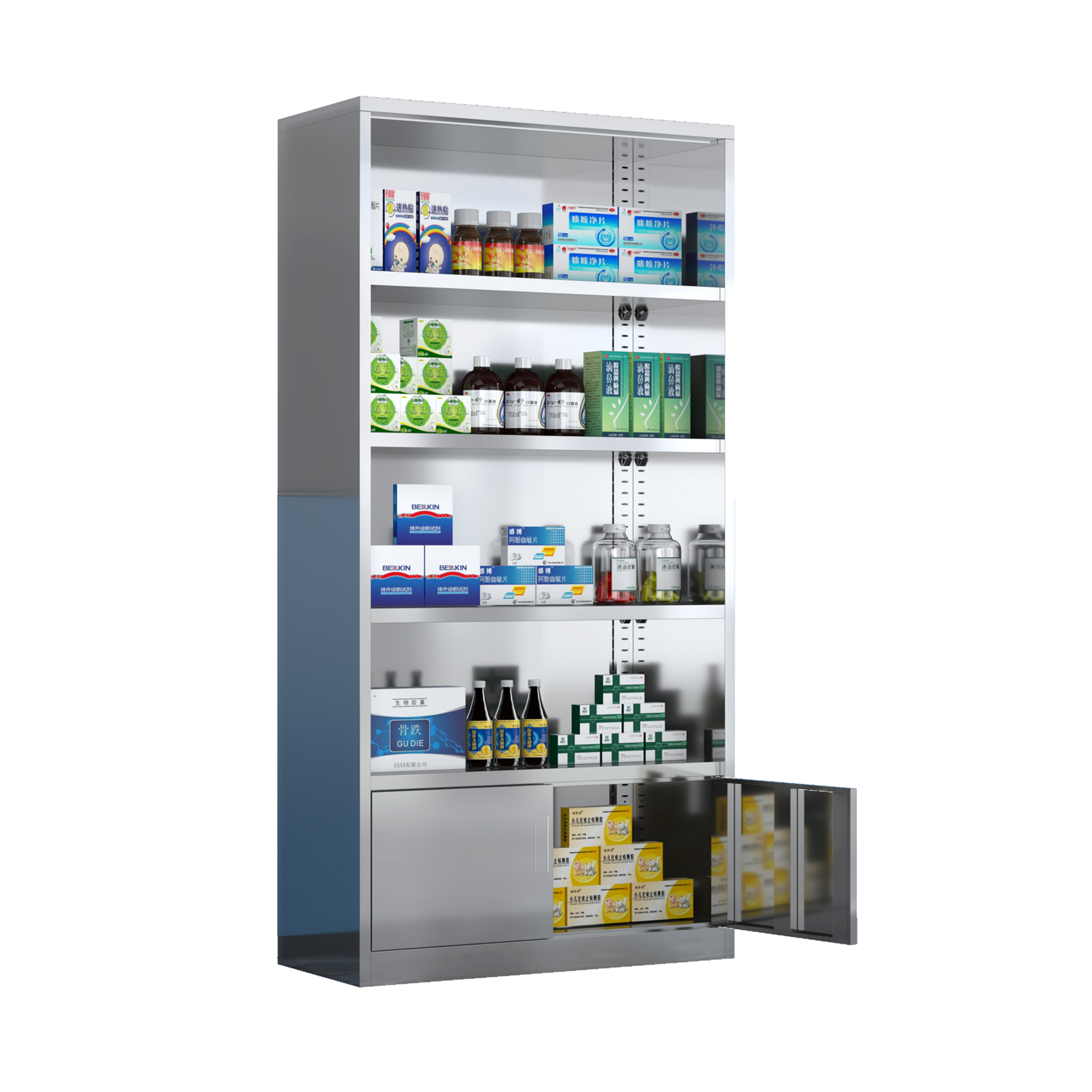 Medizinschrank aus Edelstahl, 1800 x 900 x 400 mm