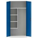 Mehrzweck-Metallschrank, 4 Regalböden, 1950 x 950 x 400 mm, montiert, blaue Tür