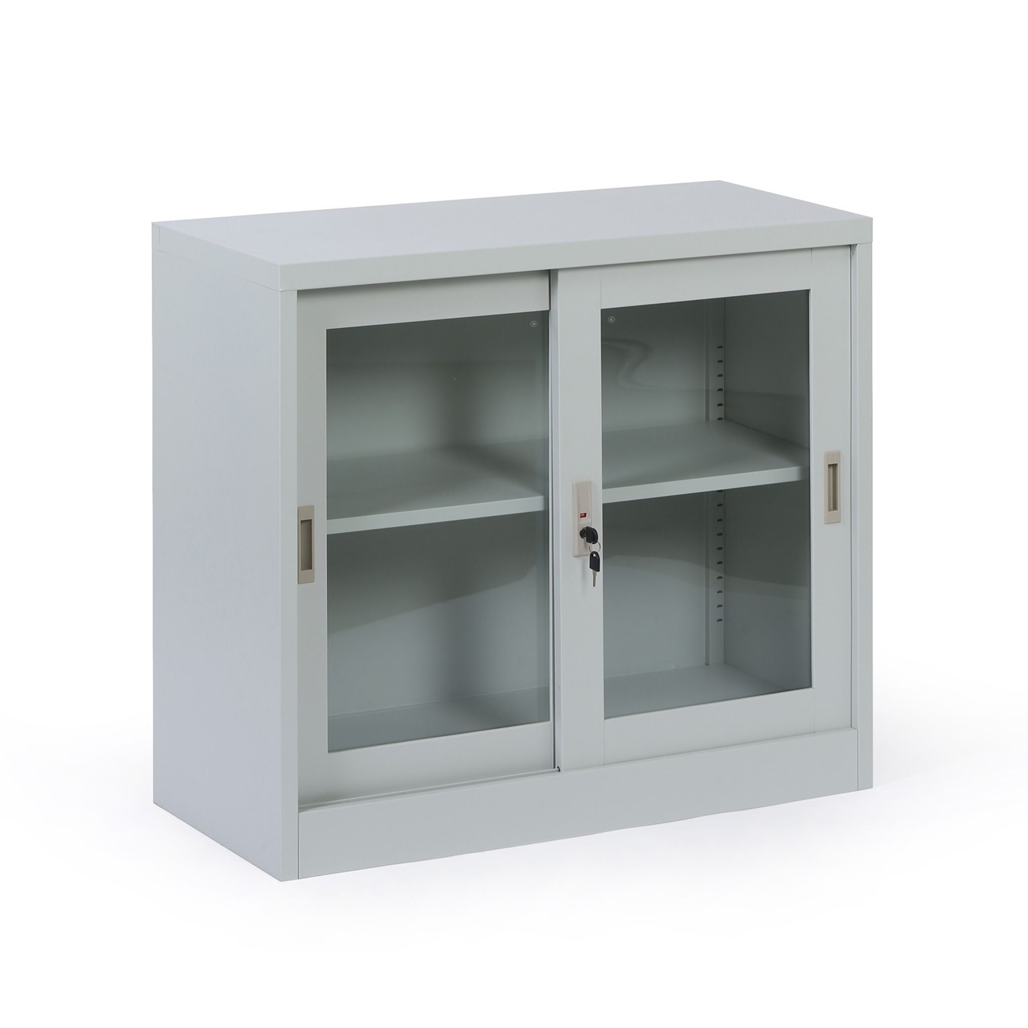 Metallregalschrank mit Glas Schiebetür Tür, zerlegt, 900 x 800 x 400 mm