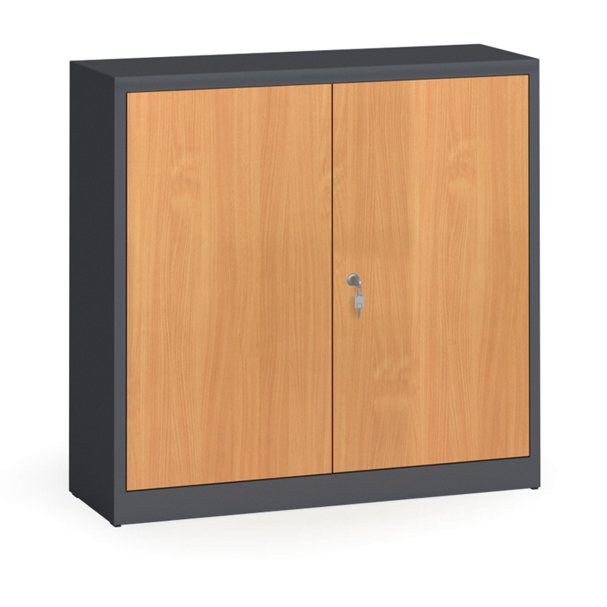 Metallschrank, Aktenschrank mit lamin. Türen, 1150 x 1200 x 400 mm, RAL 7016/Buche