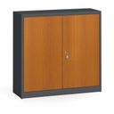 Metallschrank, Aktenschrank mit lamin. Türen, 1150 x 1200 x 400 mm, RAL 7016/Kirschbaum