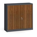 Metallschrank, Aktenschrank mit lamin. Türen, 1150 x 1200 x 400 mm, RAL 7016/Nussbaum