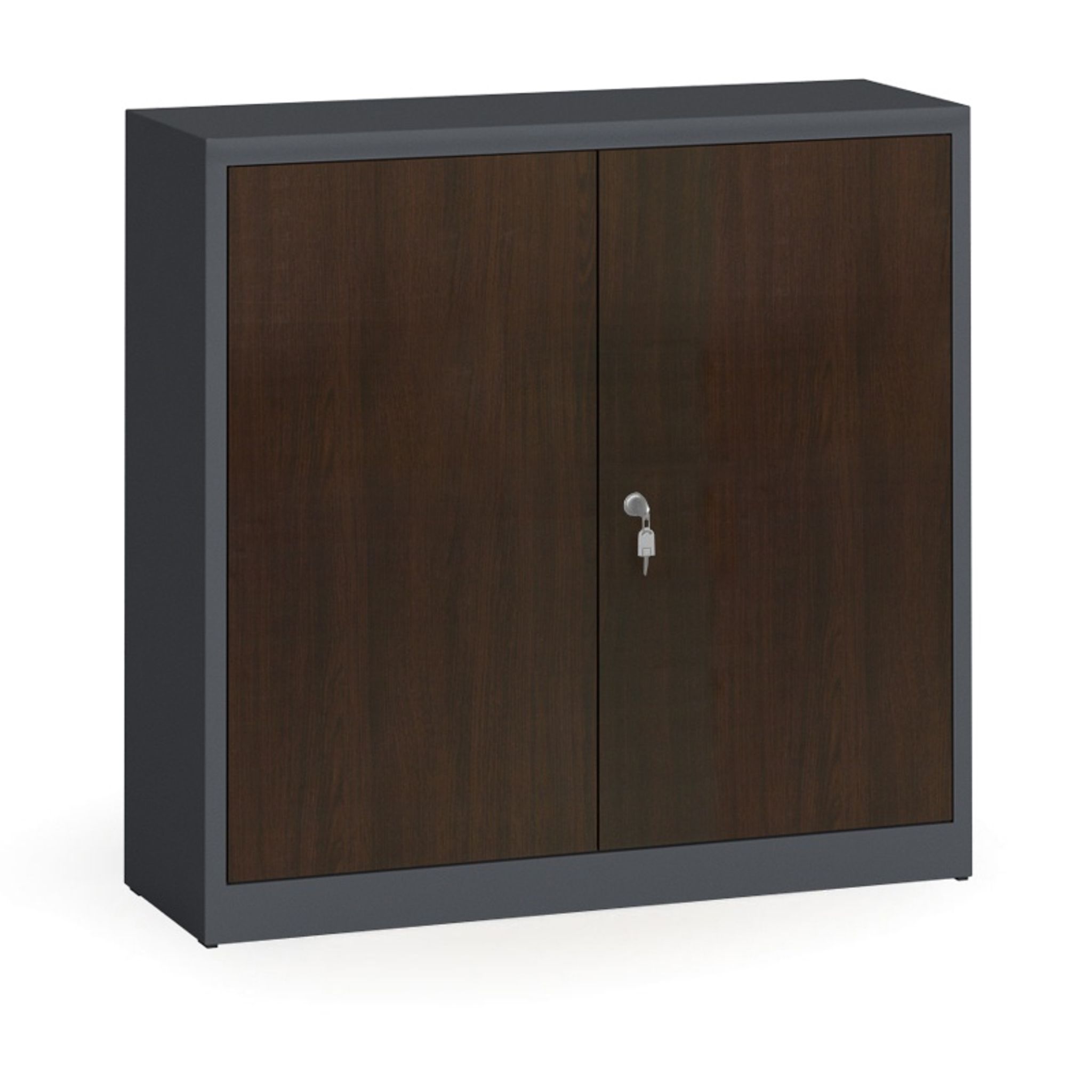 Metallschrank, Aktenschrank mit lamin. Türen, 1150 x 1200 x 400 mm, RAL 7016/Wenge