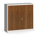 Metallschrank, Aktenschrank mit lamin. Türen, 1150 x 1200 x 400 mm, RAL 7035/Nussbaum