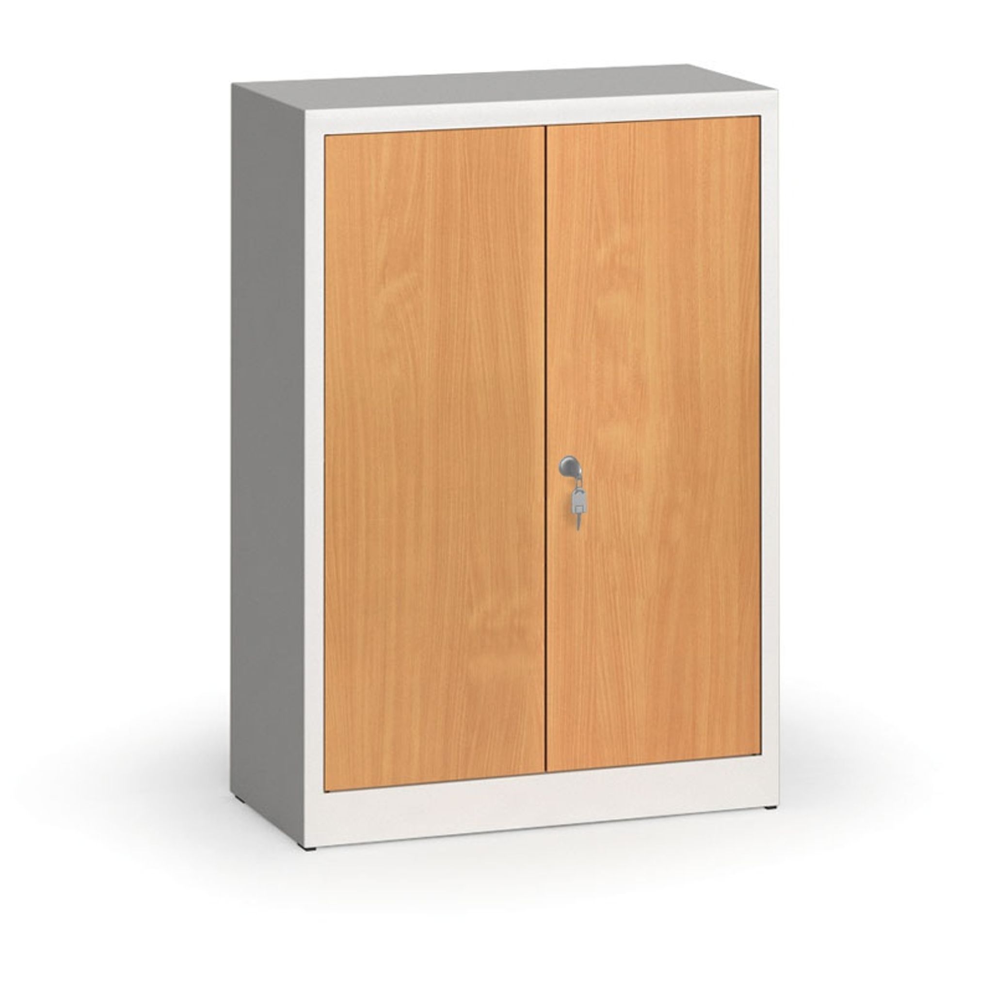 Metallschrank, Aktenschrank mit lamin. Türen, 1150 x 800 x 400 mm, RAL 7035/Buche