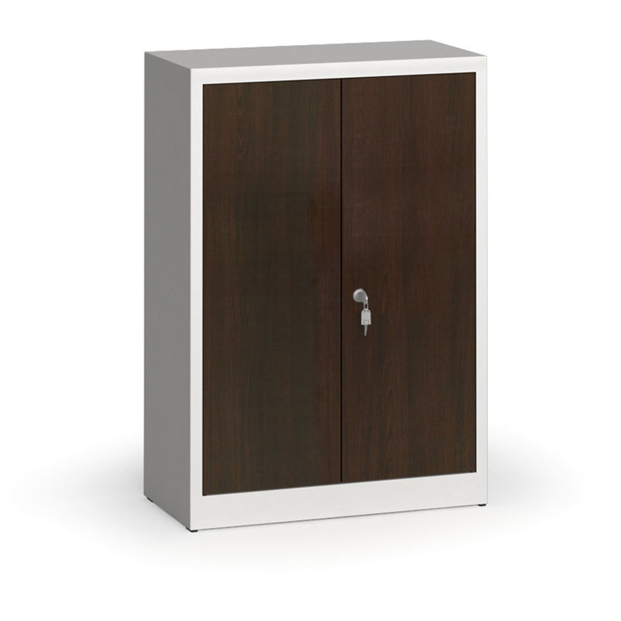 Metallschrank, Aktenschrank mit lamin. Türen, 1150 x 800 x 400 mm, RAL 7035/Wenge