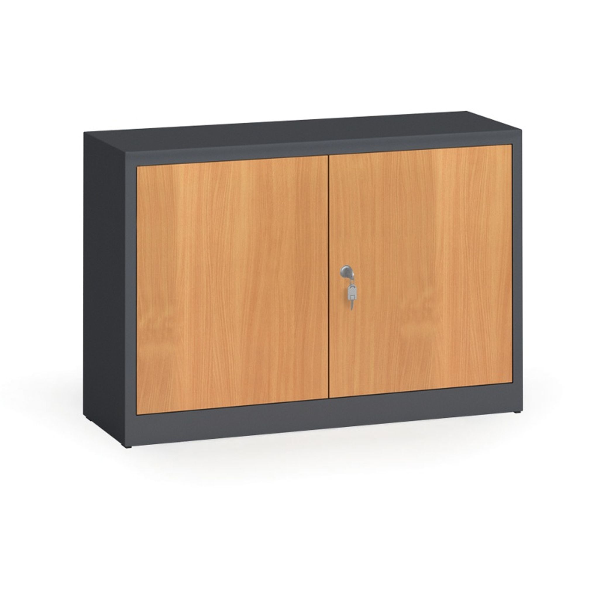 geschweißter Schrank mit lamin. Türen, 800 x 1200 x 400 mm, RAL 7016