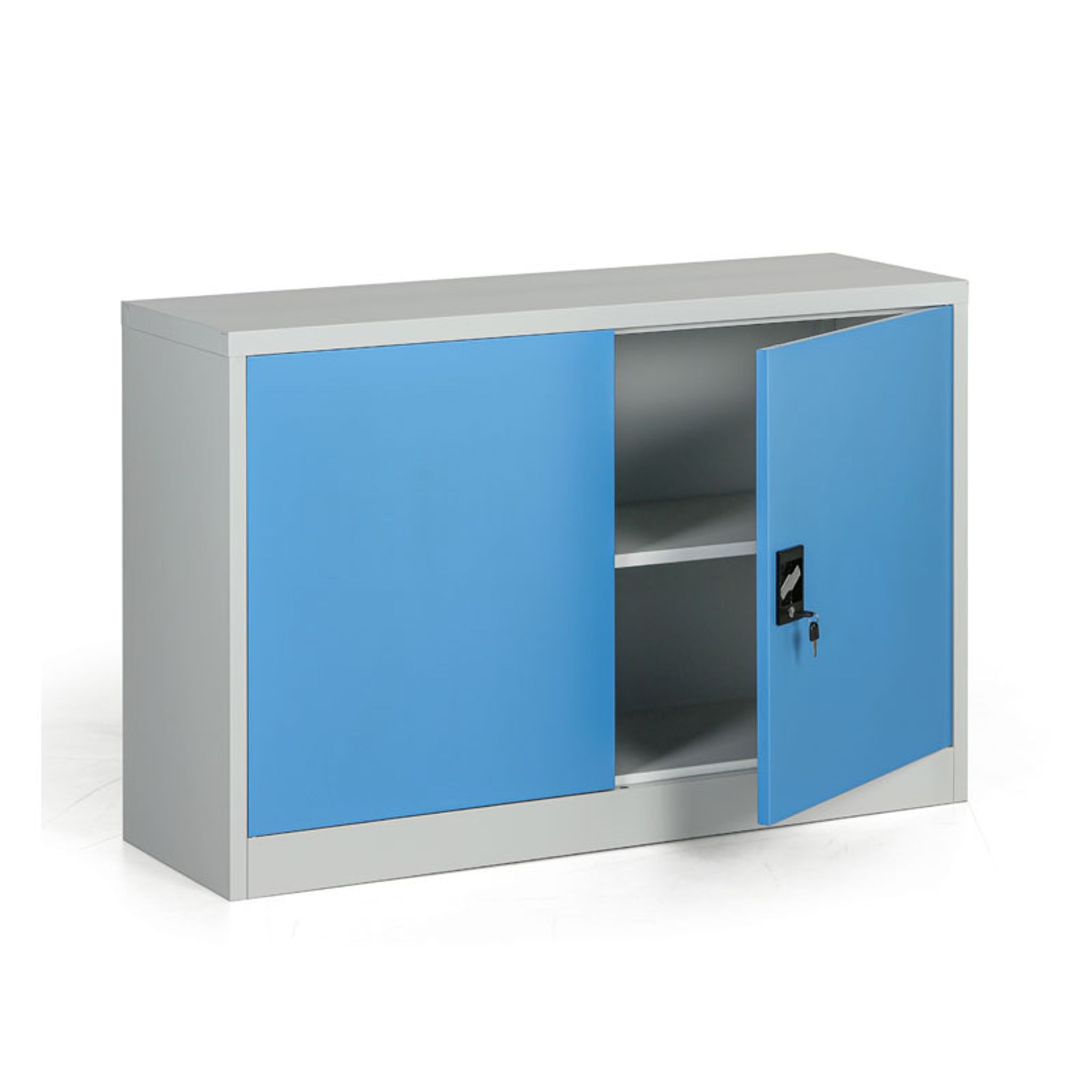 Metallschrank, Aktenschrank, zerlegt, 1 Regalboden, 1200 x 800 x 400 mm, blau