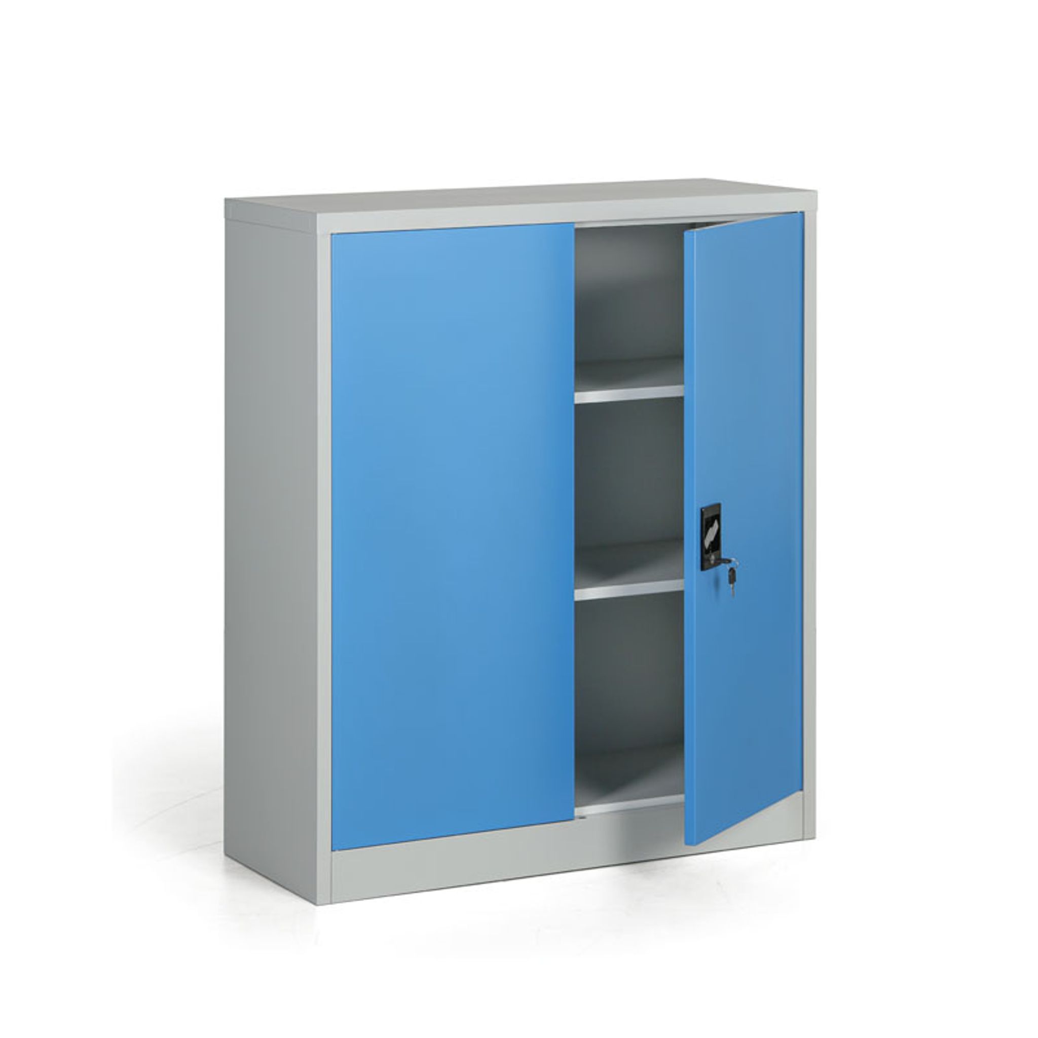 Metallschrank, Aktenschrank, zerlegt, 2 Regalböden, 950 x 1150 x 400 mm, blau