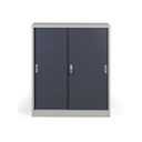 Metallschrank mit Schiebtür, 2 Regalböden, 1000 x 1200 x 450 mm, dunkelgrau